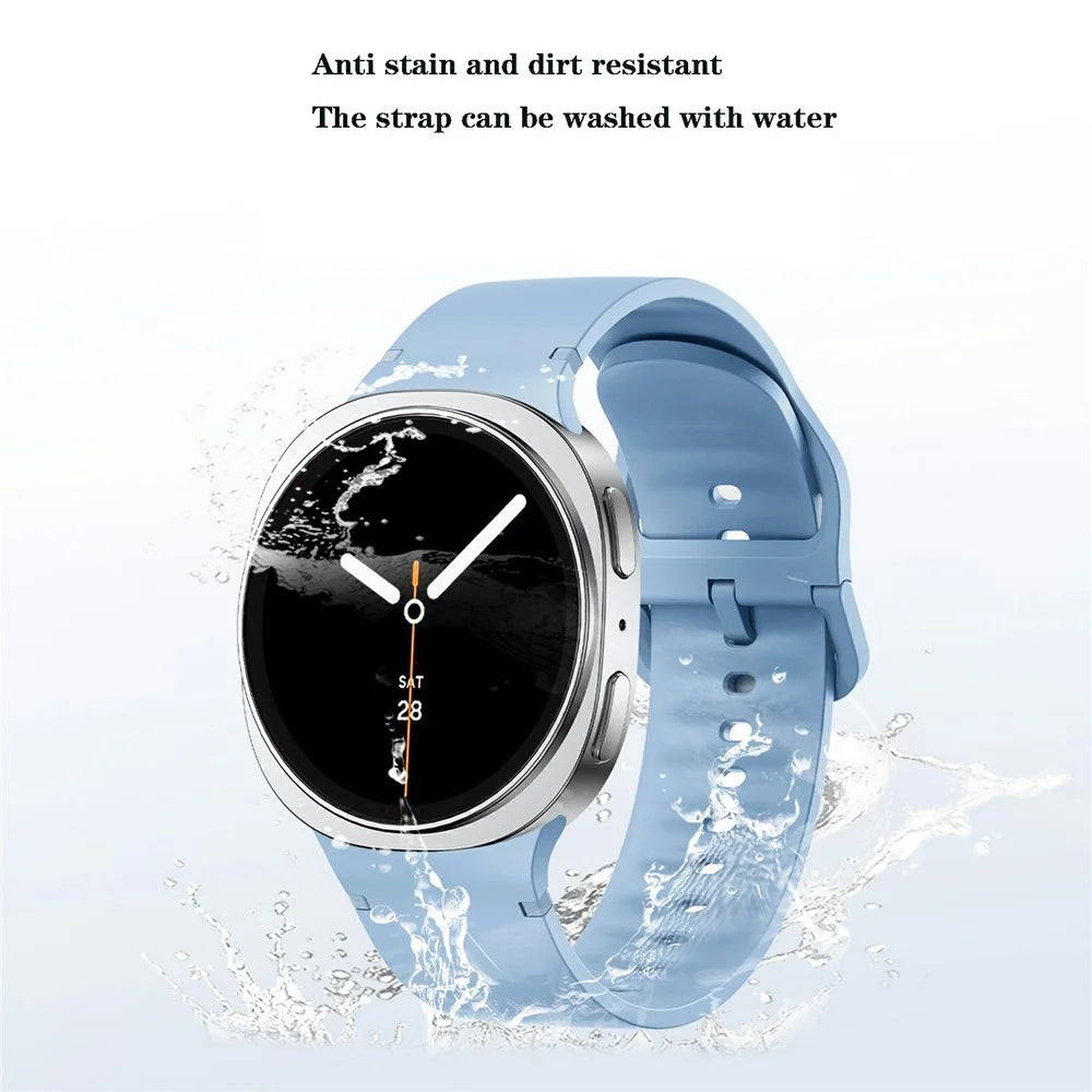 20mm Silicone Watch Band for Samsung Galaxy Watch8 44mm / 40mm / Watch8 Classic 46mm Flat Texture Strap, Size S - Sapphire - 4
