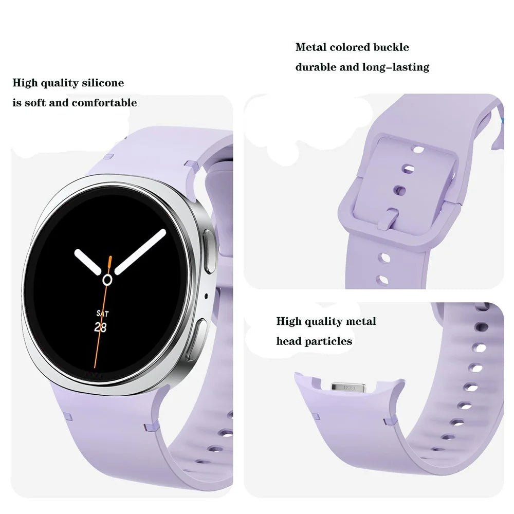 20mm Silicone Watch Band for Samsung Galaxy Watch8 44mm / 40mm / Watch8 Classic 46mm Flat Texture Strap, Size S - Sapphire - 5