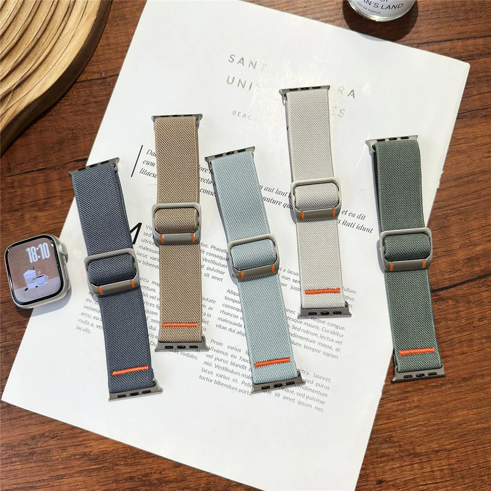 Braided Strap for Apple Watch Series 11 10 42mm / 9 8 7 41mm / SE3 SE2 SE 6 5 4 40mm / 3 2 1 38mm Elastic Nylon Adjustable Watch Band - Army Green - 3