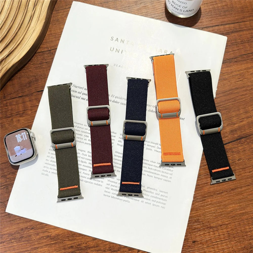 Braided Strap for Apple Watch Apple Watch Ultra 3 2 1 49mm / Series 11 10 46mm / 9 8 7 45mm / SE3 SE2 SE 6 5 4 44mm / 3 2 1 42mm Elastic Nylon Adjustable Watch Band - Army Green - 4