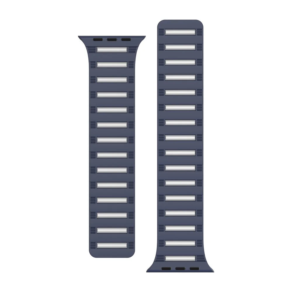 Magnetic Strap for Apple Watch Apple Watch Ultra 3 2 1 49mm / Series 11 10 46mm / 9 8 7 45mm / SE3 SE2 SE 6 5 4 44mm / 3 2 1 42mm Silicone Watch Band - Midnight Blue / White - 1