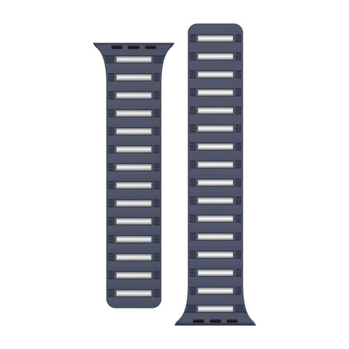 Magnetic Strap for Apple Watch Apple Watch Ultra 3 2 1 49mm / Series 11 10 46mm / 9 8 7 45mm / SE3 SE2 SE 6 5 4 44mm / 3 2 1 42mm Silicone Watch Band - Midnight Blue / White - 1