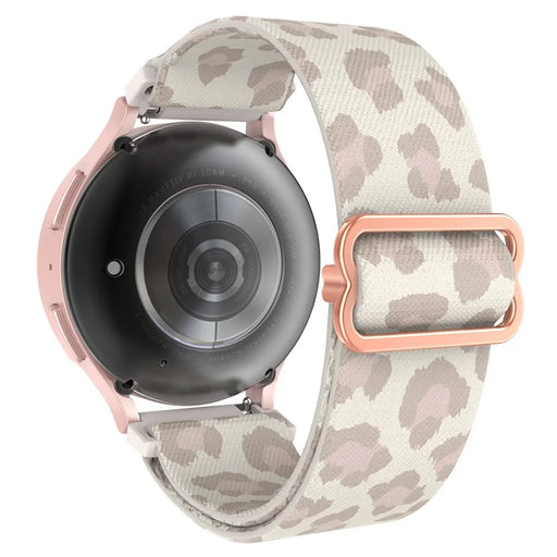 AHASTYLE WG07-SG Watch Band For Samsung Galaxy Watch6 / Watch 5 / Watch 4 40mm 44mm , 20mm Woven Nylon Breathable Strap - Beige Leopard Print - 1