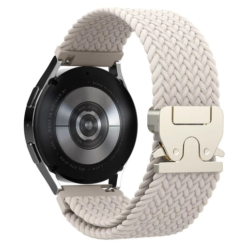 AHASTYLE WE37 Watch Band For Samsung Galaxy Watch7 / Watch6 / Watch 5 / Watch 4 40mm 44mm , 20mm Double Loop Nylon Braided Strap - Starlight White - 1