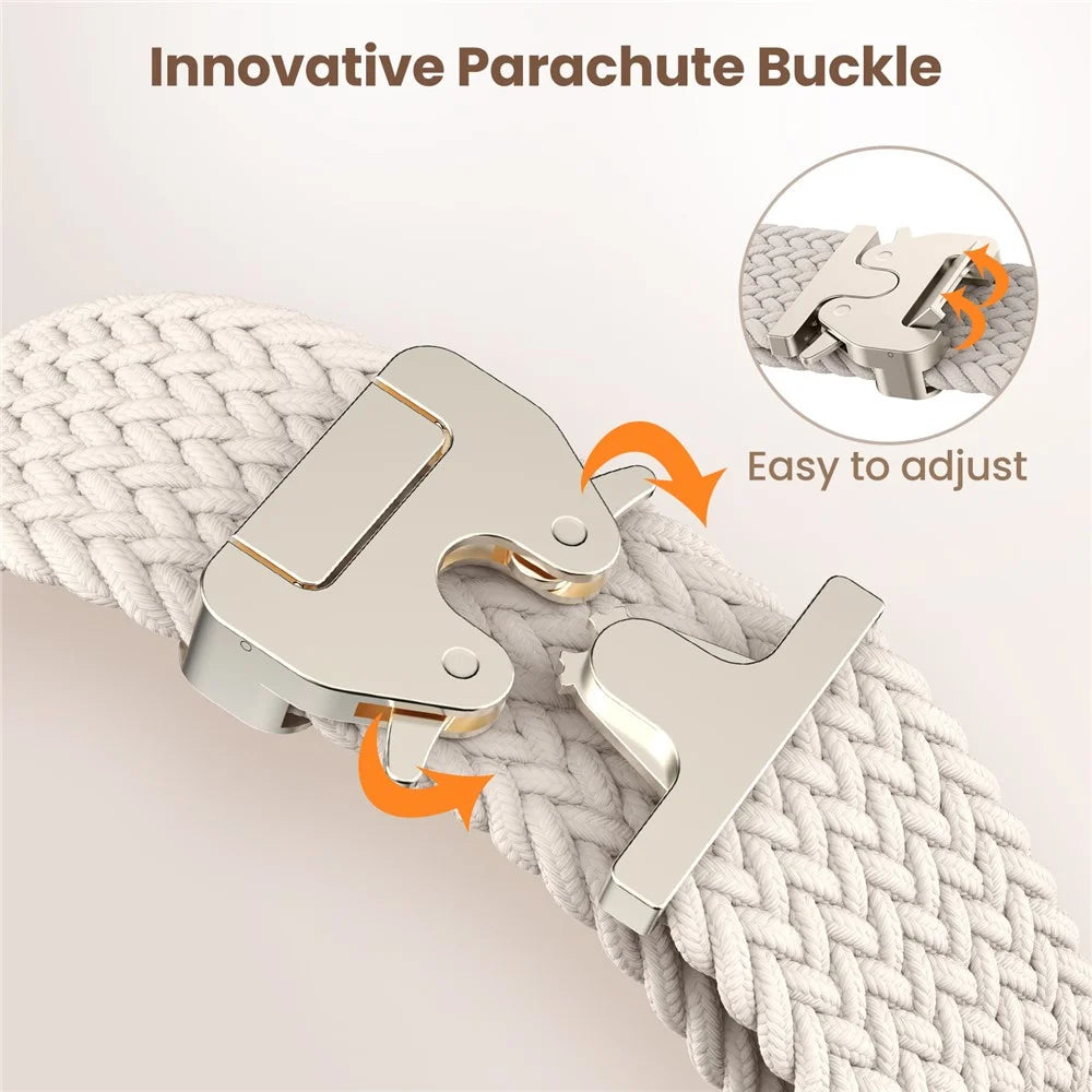 AHASTYLE WE37 Watch Band For Samsung Galaxy Watch7 / Watch6 / Watch 5 / Watch 4 40mm 44mm , 20mm Double Loop Nylon Braided Strap - Starlight White - 4