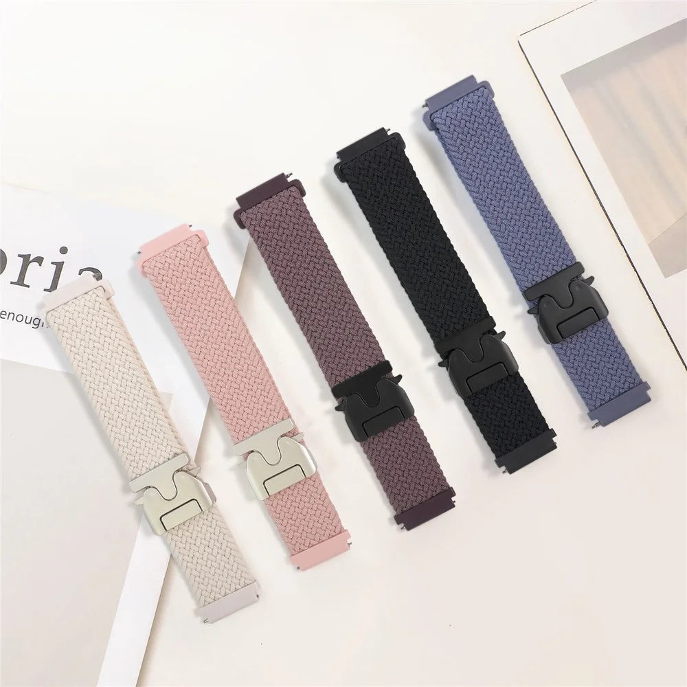 AHASTYLE WE37 Watch Band For Samsung Galaxy Watch7 / Watch6 / Watch 5 / Watch 4 40mm 44mm , 20mm Double Loop Nylon Braided Strap - Starlight White - 7