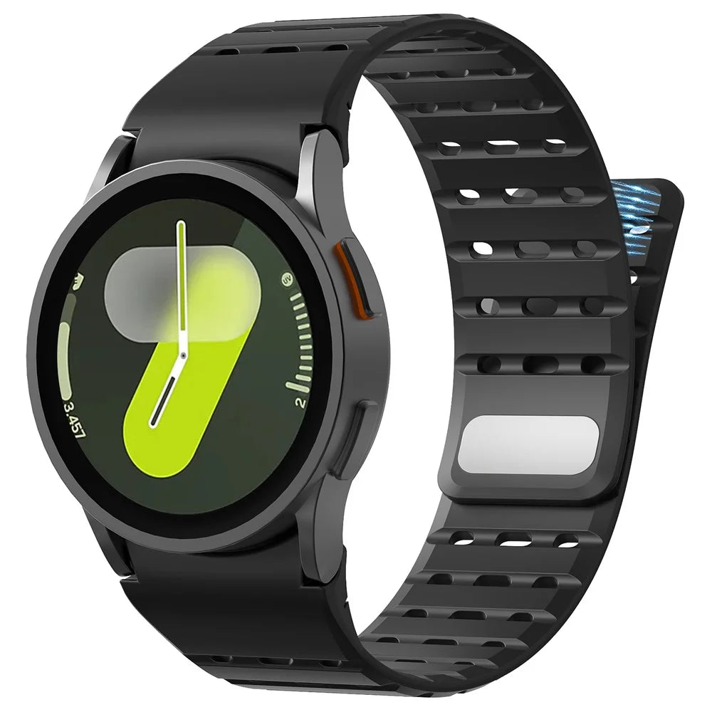 AHASTYLE WE33-SX For Samsung Galaxy Watch7 / Watch6 / Watch 5 / Watch 4 40mm 44mm , 20mm Breathable Magnetic Silicone Strap - Black - 2