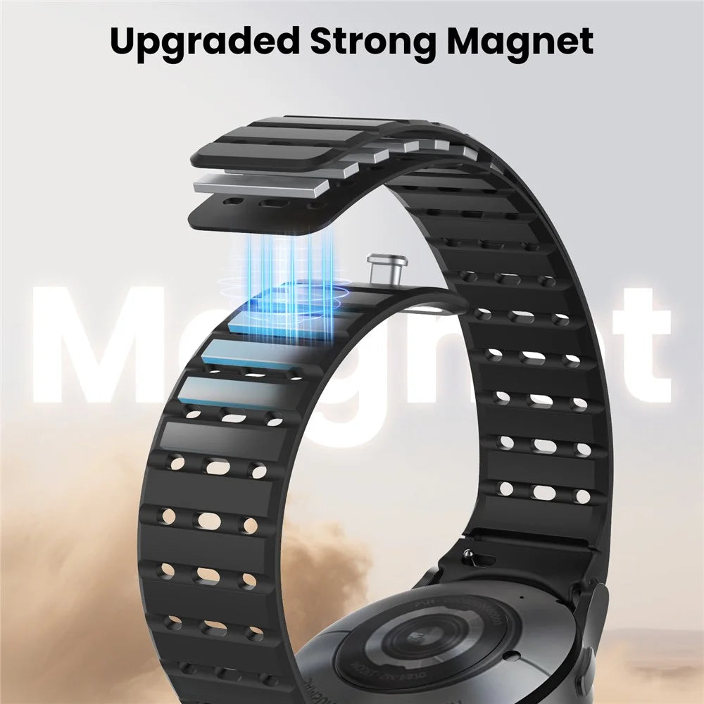 AHASTYLE WE33-SX For Samsung Galaxy Watch7 / Watch6 / Watch 5 / Watch 4 40mm 44mm , 20mm Breathable Magnetic Silicone Strap - Black - 3