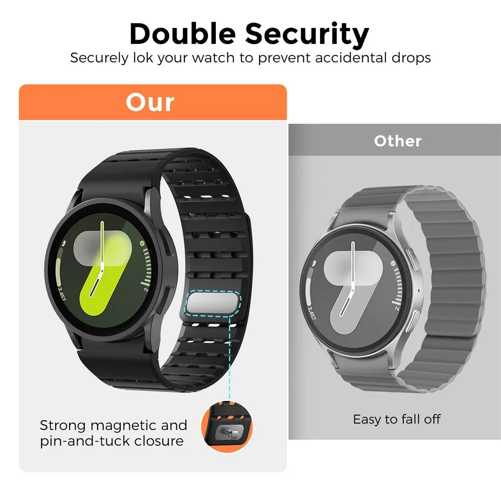 AHASTYLE WE33-SX For Samsung Galaxy Watch7 / Watch6 / Watch 5 / Watch 4 40mm 44mm , 20mm Breathable Magnetic Silicone Strap - Black - 4