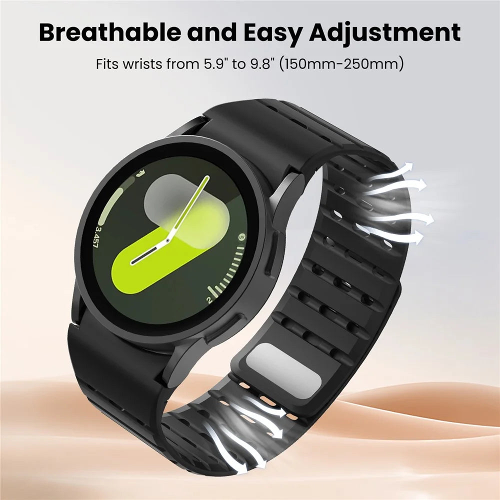 AHASTYLE WE33-SX For Samsung Galaxy Watch7 / Watch6 / Watch 5 / Watch 4 40mm 44mm , 20mm Breathable Magnetic Silicone Strap - Black - 5