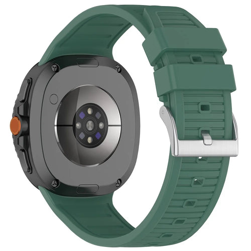 Silicone Watch Band for Samsung Galaxy Watch8 Classic 46mm / Watch8 44mm / 40mm Steel Buckle Striped Strap - Dark Green - 1