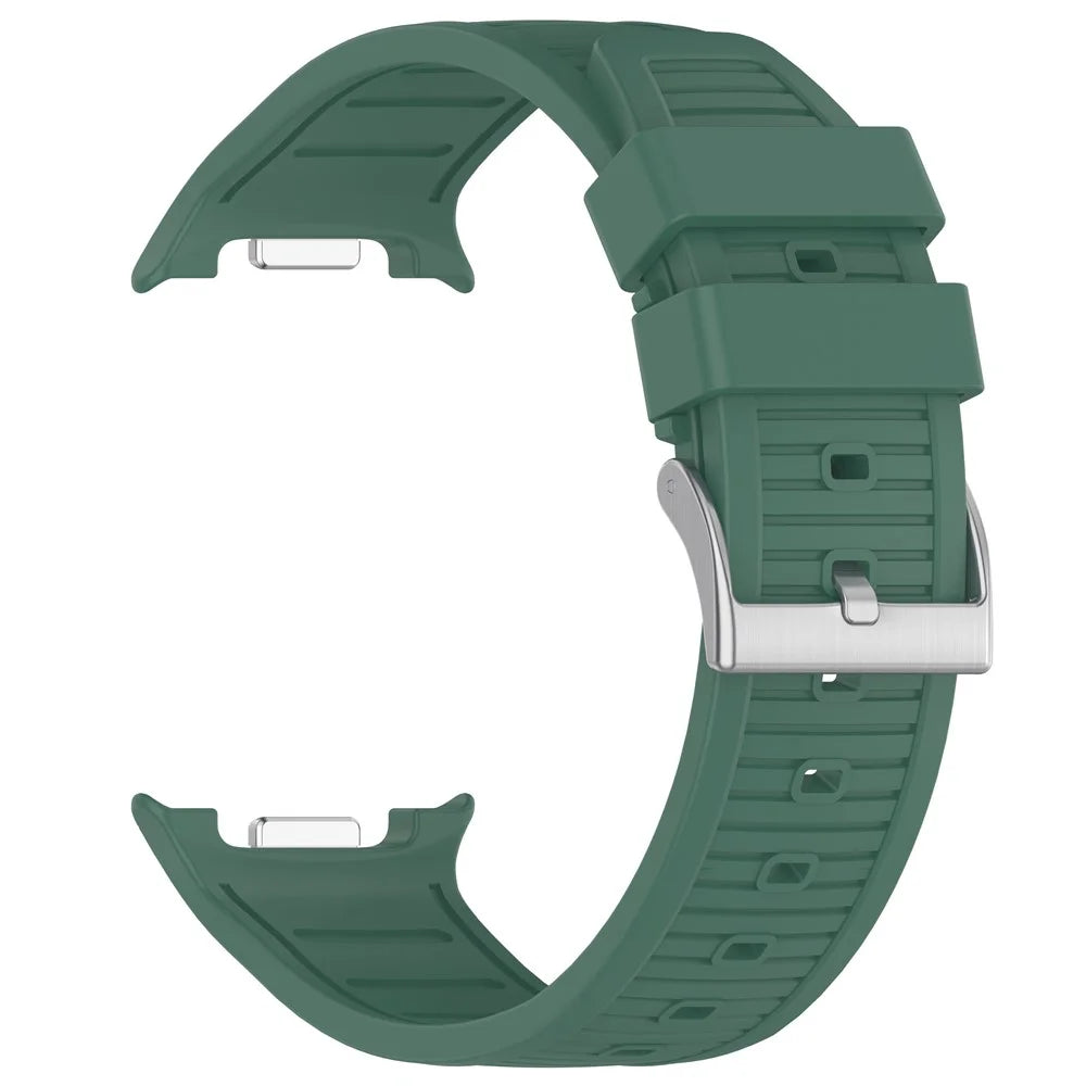 Silicone Watch Band for Samsung Galaxy Watch8 Classic 46mm / Watch8 44mm / 40mm Steel Buckle Striped Strap - Dark Green - 3
