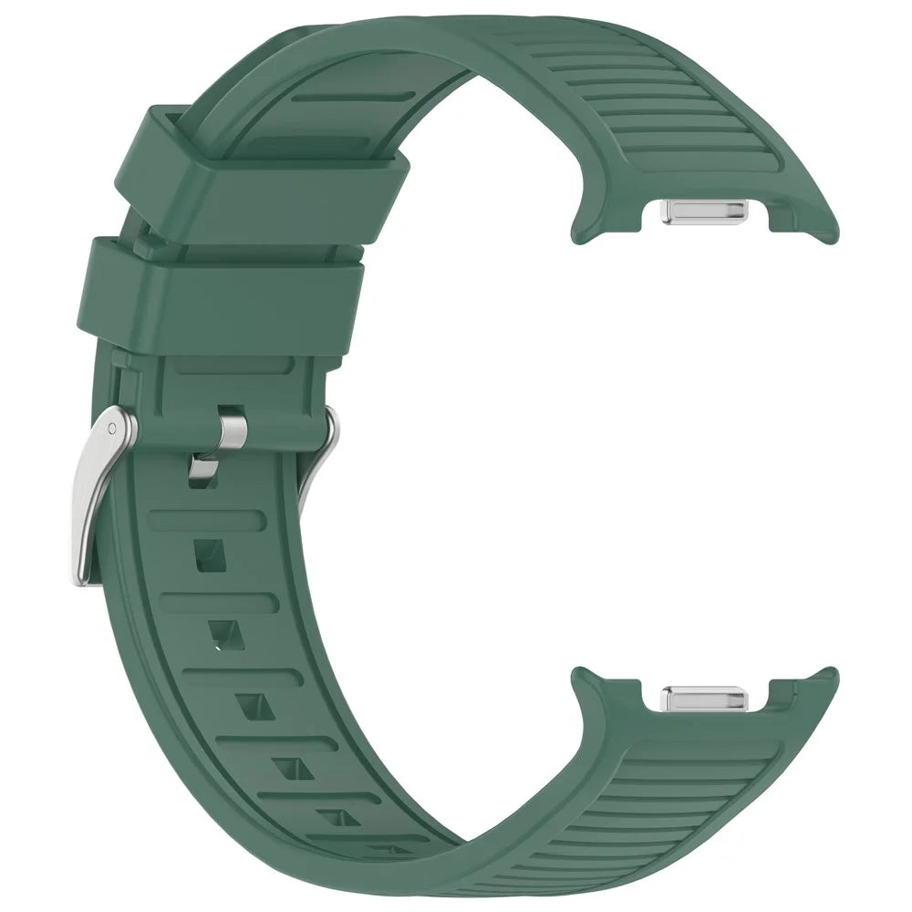 Silicone Watch Band for Samsung Galaxy Watch8 Classic 46mm / Watch8 44mm / 40mm Steel Buckle Striped Strap - Dark Green - 4