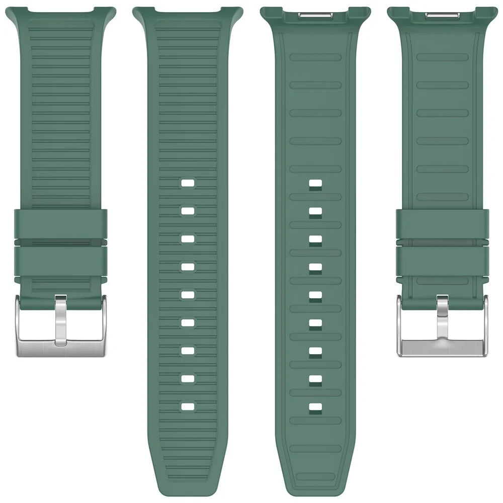 Silicone Watch Band for Samsung Galaxy Watch8 Classic 46mm / Watch8 44mm / 40mm Steel Buckle Striped Strap - Dark Green - 5