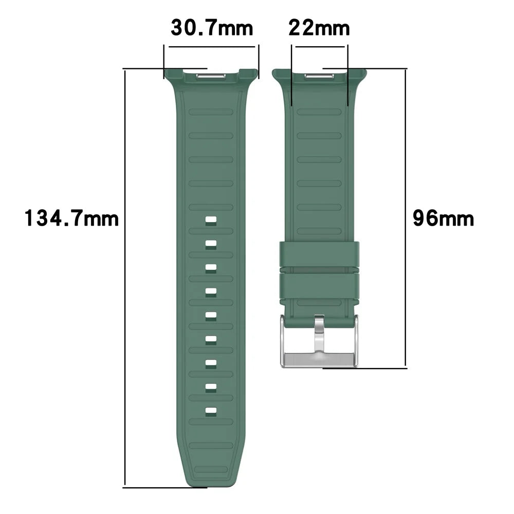 Silicone Watch Band for Samsung Galaxy Watch8 Classic 46mm / Watch8 44mm / 40mm Steel Buckle Striped Strap - Dark Green - 6