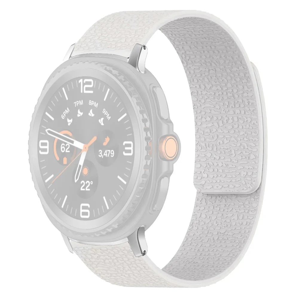 Silicone Band for Samsung Galaxy Watch8 44mm / 40mm / Watch8 Classic 46mm Litchi Texture Magnetic Strap - White - 1
