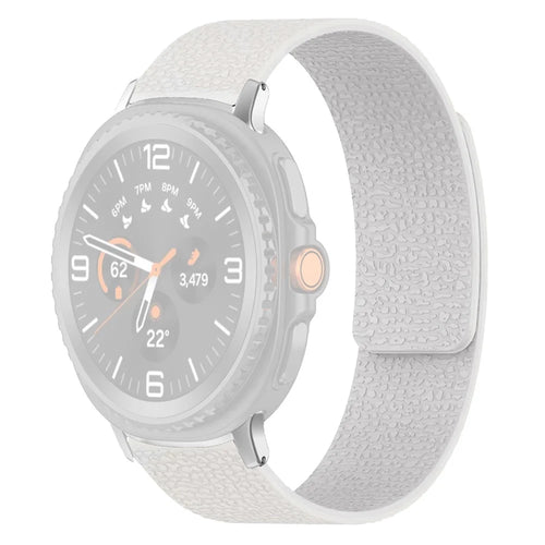 Silicone Band for Samsung Galaxy Watch8 44mm / 40mm / Watch8 Classic 46mm Litchi Texture Magnetic Strap - White - 1