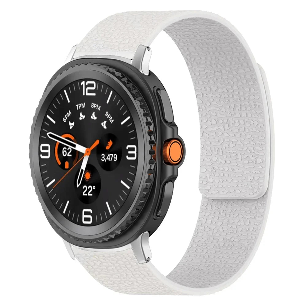 Silicone Band for Samsung Galaxy Watch8 44mm / 40mm / Watch8 Classic 46mm Litchi Texture Magnetic Strap - White - 2