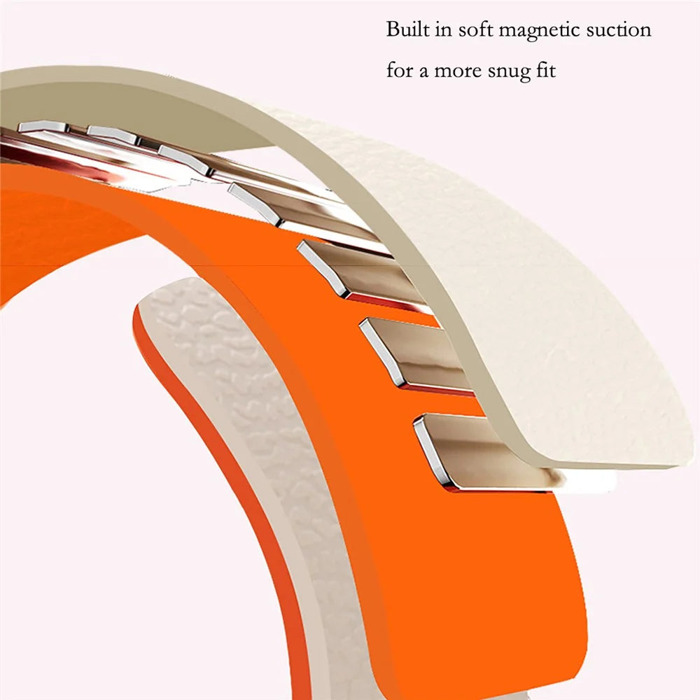 Silicone Band for Samsung Galaxy Watch8 44mm / 40mm / Watch8 Classic 46mm Litchi Texture Magnetic Strap - White - 6