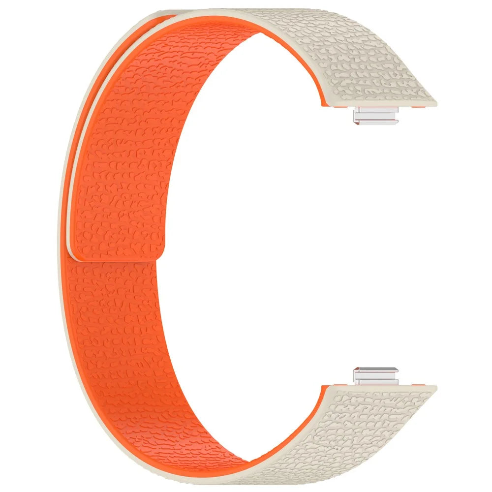 Silicone Band for Huawei Watch Fit 4 Pro / Fit 4 / Fit 3 Litchi Texture Magnetic Strap - Starlight / Orange - 3