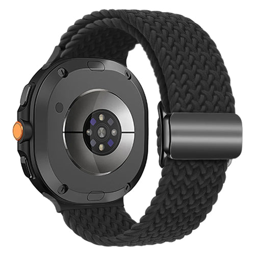 Wrist Strap for Samsung Galaxy Watch8 44mm / 40mm / Watch8 Classic 46mm Magnetic Clasp Woven Nylon Watch Band - Black - 1