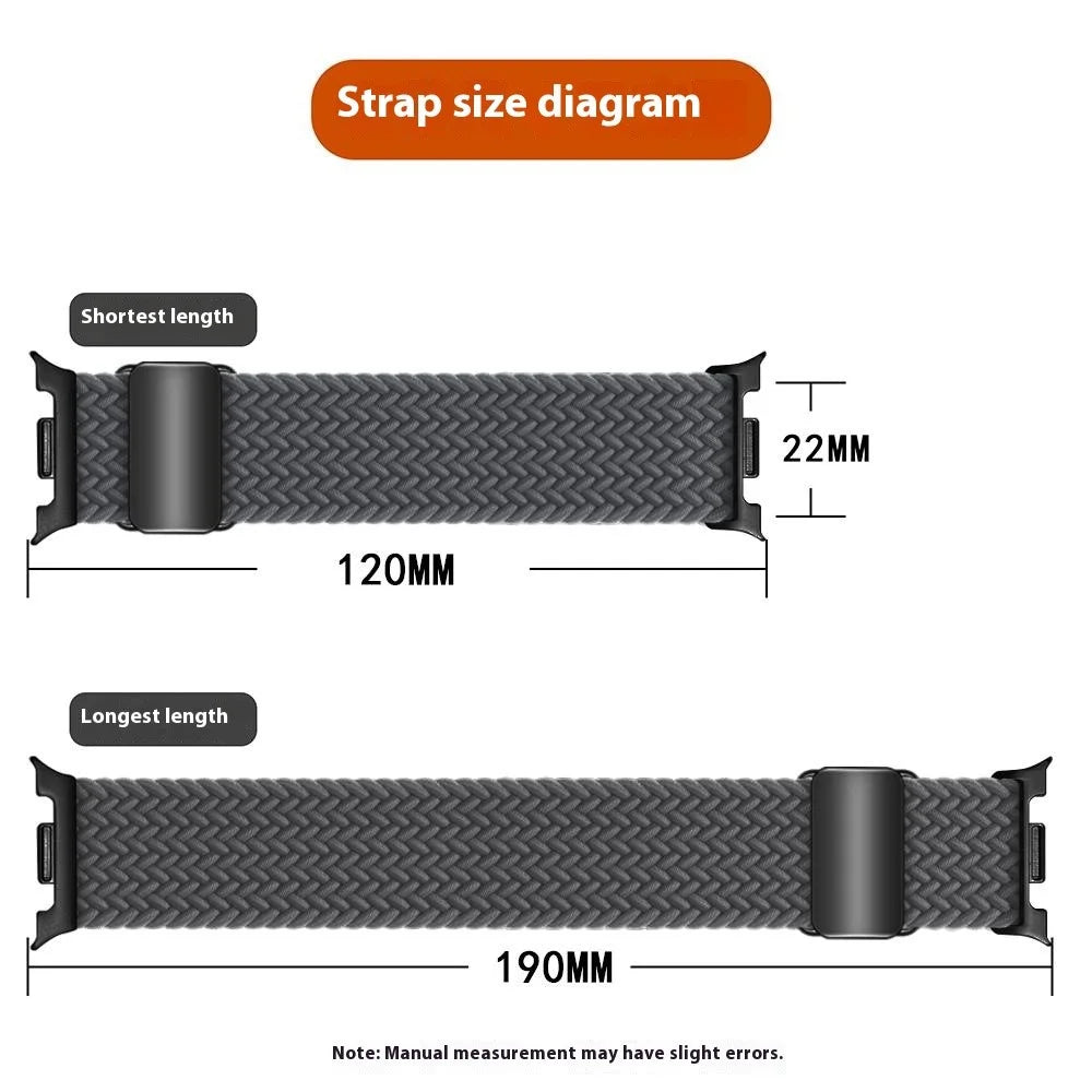 Wrist Strap for Samsung Galaxy Watch8 44mm / 40mm / Watch8 Classic 46mm Magnetic Clasp Woven Nylon Watch Band - Black - 4