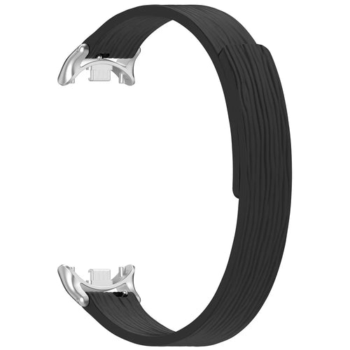 Striped Silicone Strap for Xiaomi Smart Band 10 / 10 NFC / 9 / 9 NFC / 8 / 8 NFC Magnetic Watch Band - Black - 1