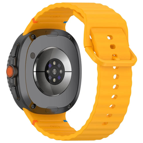 Watch Band for Samsung Galaxy Watch8 44mm / 40mm / Watch8 Classic 46mm Wave Stitching Line Silicone Adjustable Strap - Yellow - 1