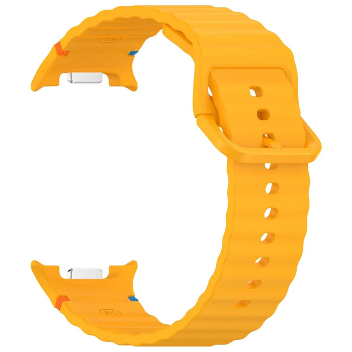 Watch Band for Samsung Galaxy Watch8 44mm / 40mm / Watch8 Classic 46mm Wave Stitching Line Silicone Adjustable Strap - Yellow - 4