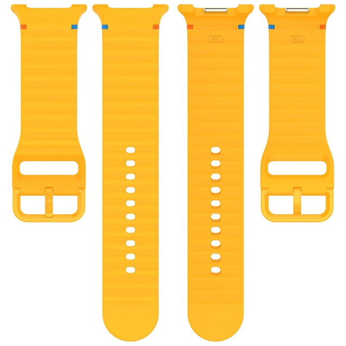 Watch Band for Samsung Galaxy Watch8 44mm / 40mm / Watch8 Classic 46mm Wave Stitching Line Silicone Adjustable Strap - Yellow - 5