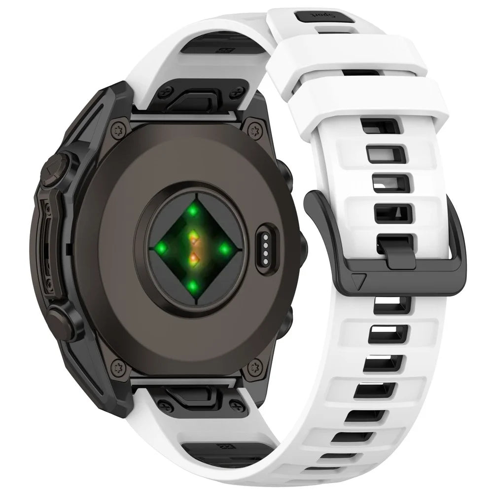 26mm Replacement Strap for Garmin quatix 8 51mm / Fenix 8 51mm / epix Pro 51mm Dual Color Silicone Watch Band - White / Black - 1