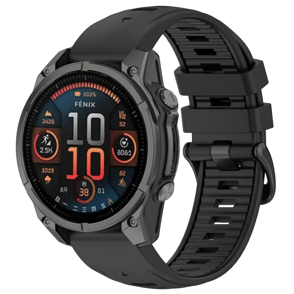 20mm Replacement Strap for Garmin Instinct E 40mm / Fenix 8 43mm / 7S Dual Color Silicone Watch Band - Black - 4