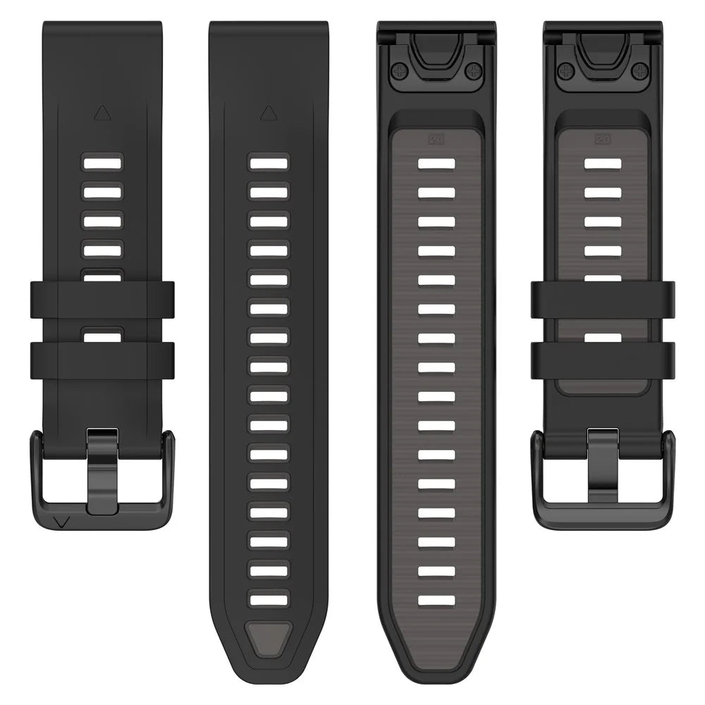 20mm Replacement Strap for Garmin Instinct E 40mm / Fenix 8 43mm / 7S Dual Color Silicone Watch Band - Black - 5