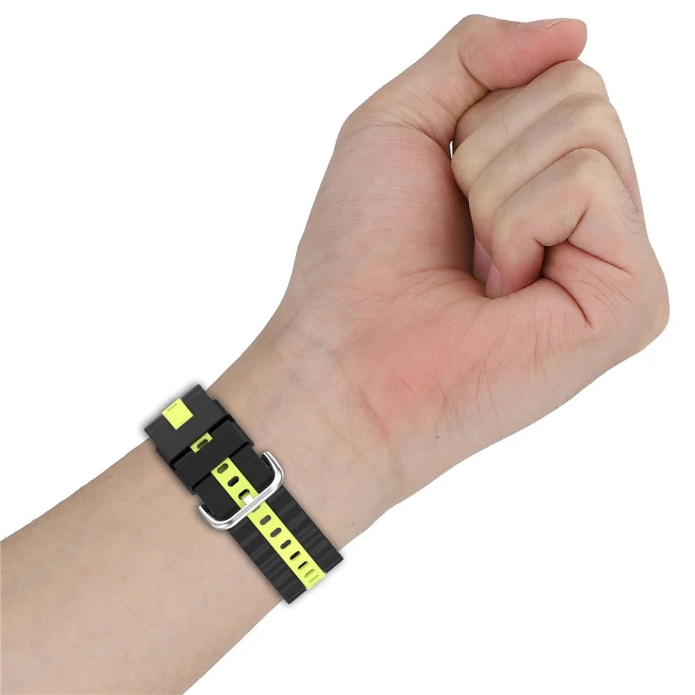Silicone Strap for Huawei Watch Fit 4 / 4 Pro / 3 Dual Color Wave Design Watch Band - Black / Lime - 5