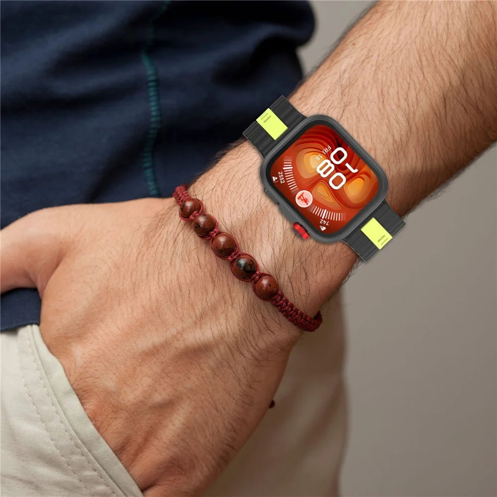 Silicone Strap for Huawei Watch Fit 4 / 4 Pro / 3 Dual Color Wave Design Watch Band - Black / Lime - 7