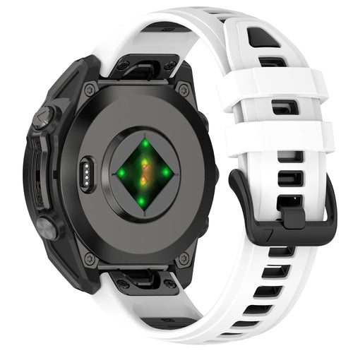 20mm Replacement Strap for Garmin Instinct E 40mm / Fenix 8 43mm / 7S / 7S Pro 42mm Adjustable Silicone Watch Band - White / Black - 1