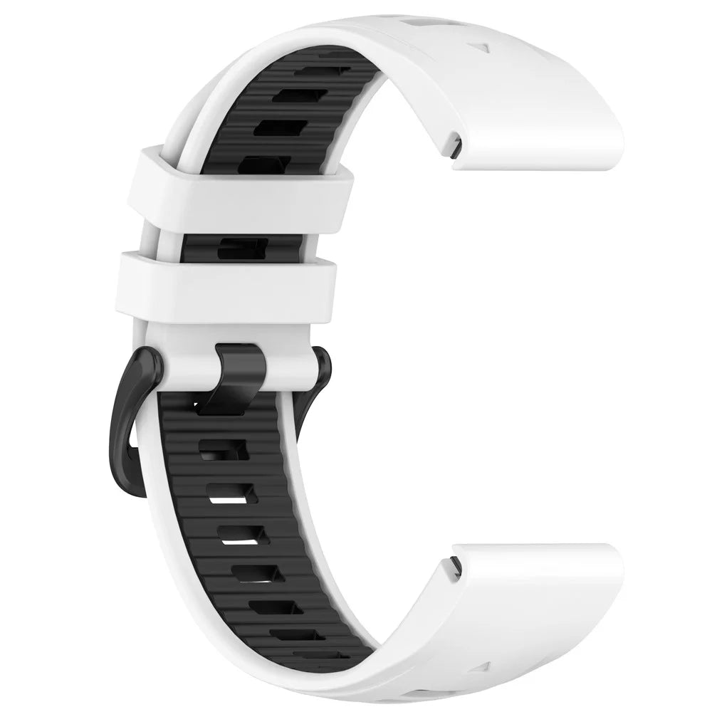 20mm Replacement Strap for Garmin Instinct E 40mm / Fenix 8 43mm / 7S / 7S Pro 42mm Adjustable Silicone Watch Band - White / Black - 2
