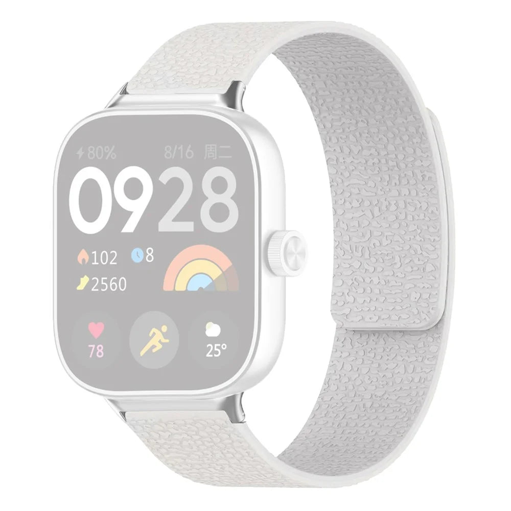 Silicone Band for Xiaomi Smart Band 10 Pro / 9 Pro / 8 Pro / Redmi Watch 6 / 5 / 4 Litchi Texture Magnetic Strap - White - 1
