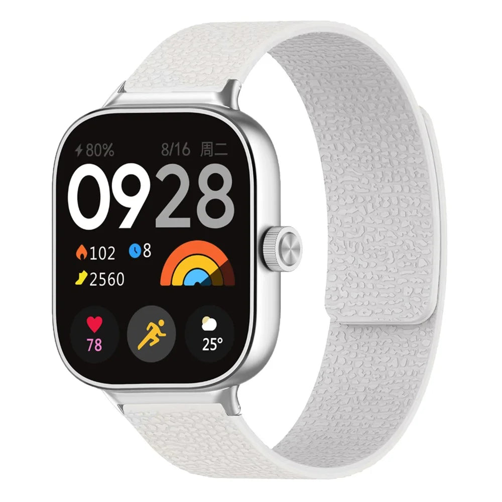 Silicone Band for Xiaomi Smart Band 10 Pro / 9 Pro / 8 Pro / Redmi Watch 6 / 5 / 4 Litchi Texture Magnetic Strap - White - 2