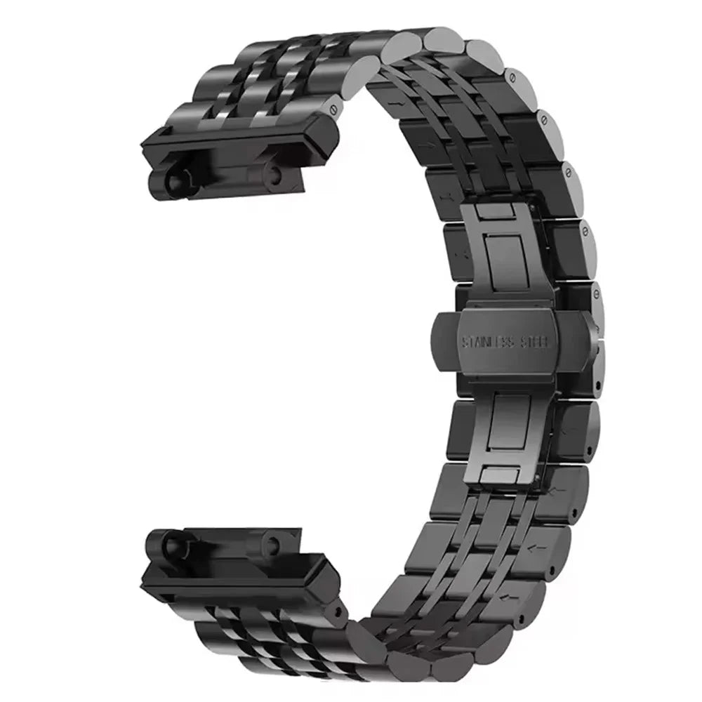 For Huami Amazfit T-Rex 2 Seven-bead Stainless Steel Watch Band with Butterfly Clasp - Black - 2