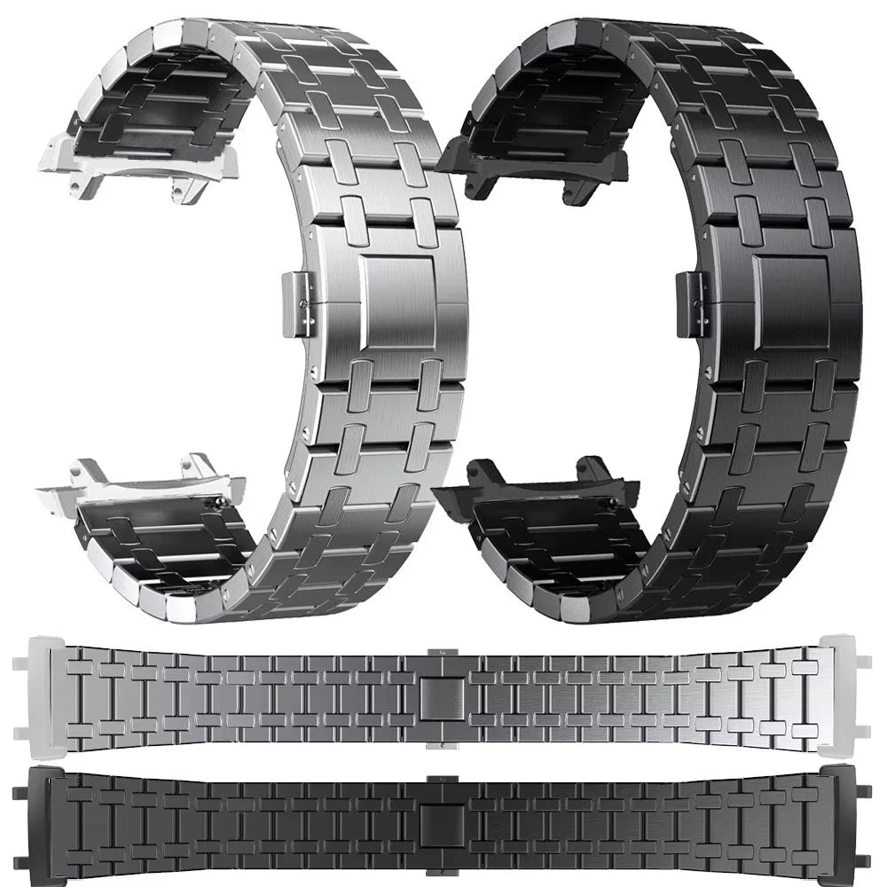 For Huami Amazfit T-Rex Pro A1918 Stainless Steel Watch Band with Butterfly Clasp - Silver - 7