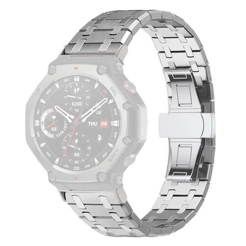 For Huami Amazfit T-Rex 3 A2322 Stainless Steel Watch Band with Butterfly Clasp - Silver - 1