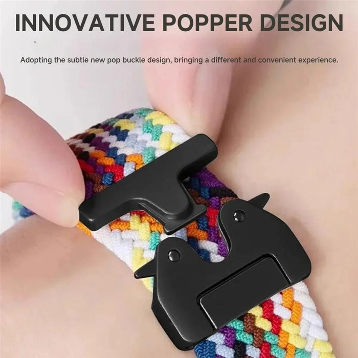 For Huami Amazfit T-Rex 3 A2322 Nylon Watch Band Braided Replacement Strap - White Rainbow - 4