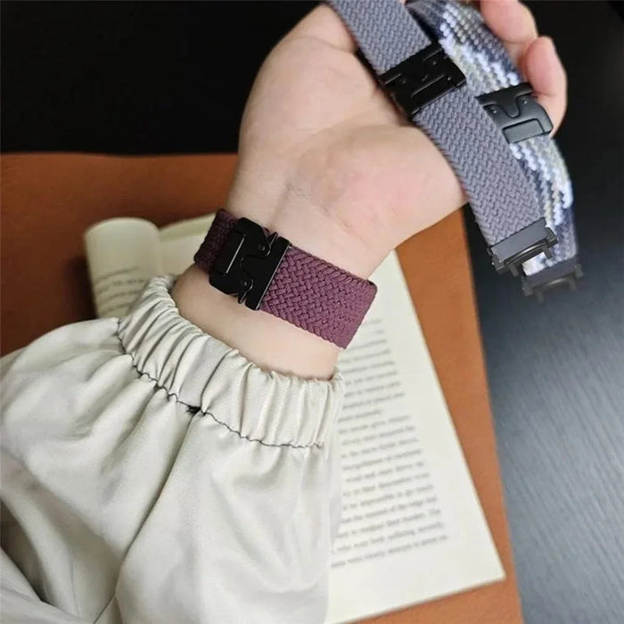 For Huami Amazfit T-Rex 3 A2322 Nylon Watch Band Braided Replacement Strap - White Rainbow - 6