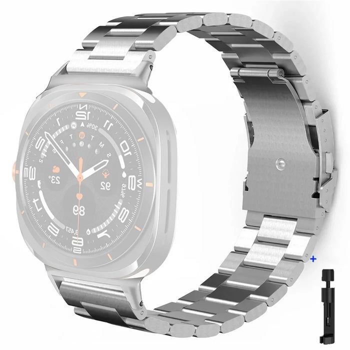For Samsung Galaxy Watch Ultra 47mm / Ultra (2025) 47mm Watch Band Titanium Alloy 3-Bead Wrist Strap - Silver - 1