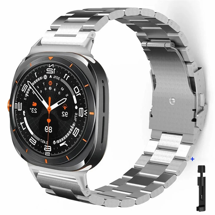 For Samsung Galaxy Watch Ultra 47mm / Ultra (2025) 47mm Watch Band Titanium Alloy 3-Bead Wrist Strap - Silver - 2