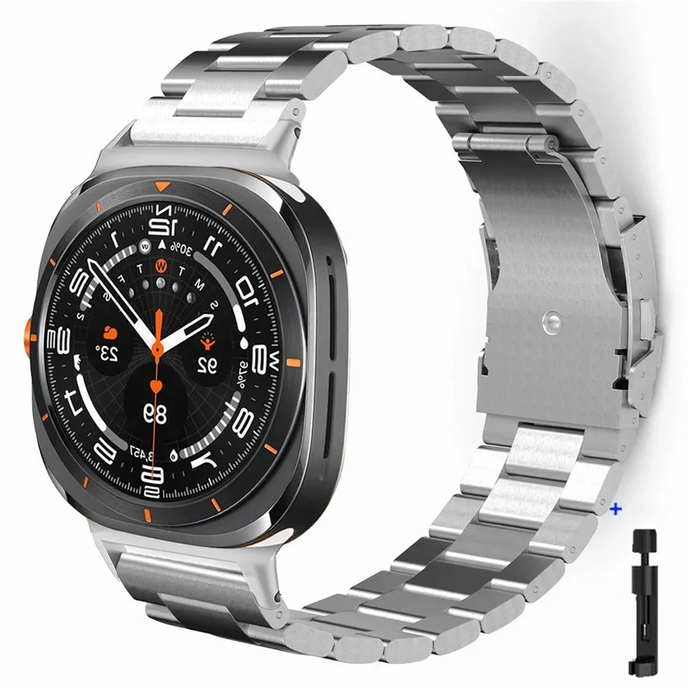 Watch Band for Samsung Galaxy Watch8 44mm / 40mm / Watch8 Classic 46mm Titanium Alloy 3-Bead Wrist Strap - Silver - 2
