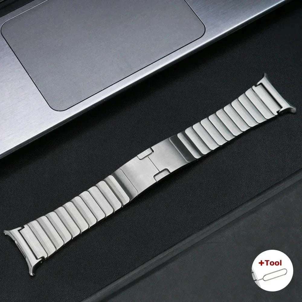 Watch Band for Samsung Galaxy Watch8 44mm / 40mm / Watch8 Classic 46mm Stainless Steel 1-Bead Wrist Band - Silver - 1