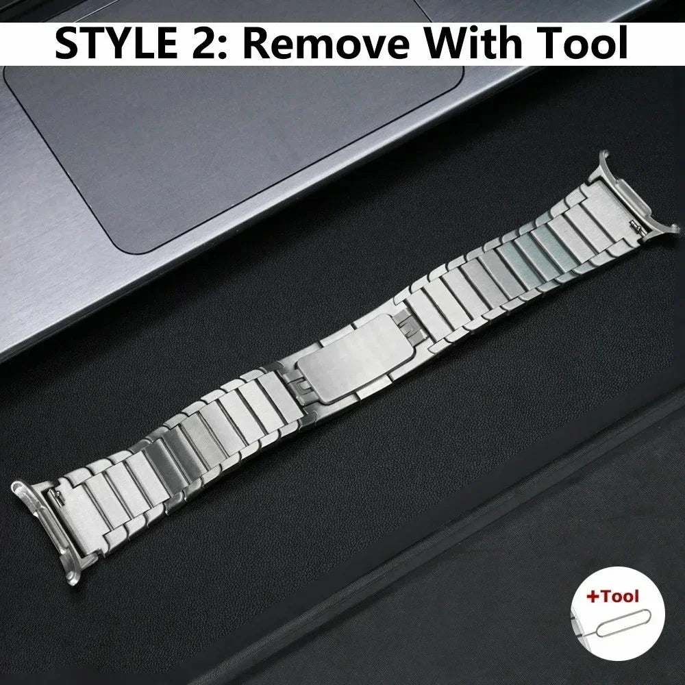 Watch Band for Samsung Galaxy Watch8 44mm / 40mm / Watch8 Classic 46mm Stainless Steel 1-Bead Wrist Band - Silver - 2
