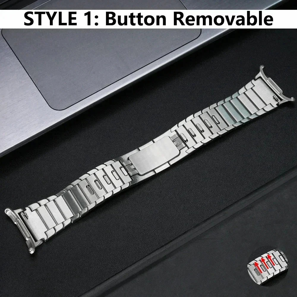 Detachable Watch Band for Samsung Galaxy Watch8 44mm / 40mm / Watch8 Classic 46mm Stainless Steel 1-Bead Wrist Band - Silver - 2
